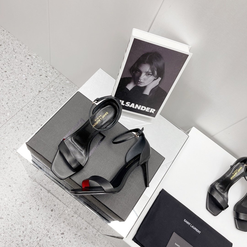 Saint Laurent Amber Leather Sandals Black