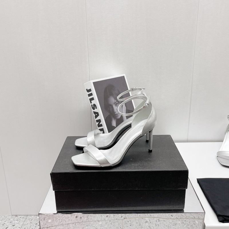 Saint Laurent Bea Fur Detail Sandals Silver