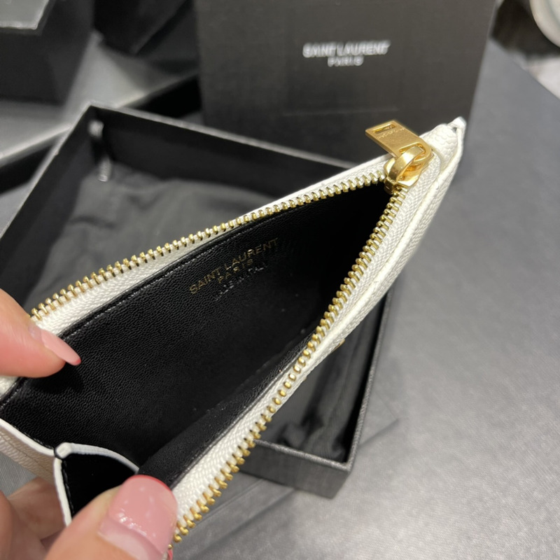 Saint Laurent Monogram Quilted Textured-leather Wallet White