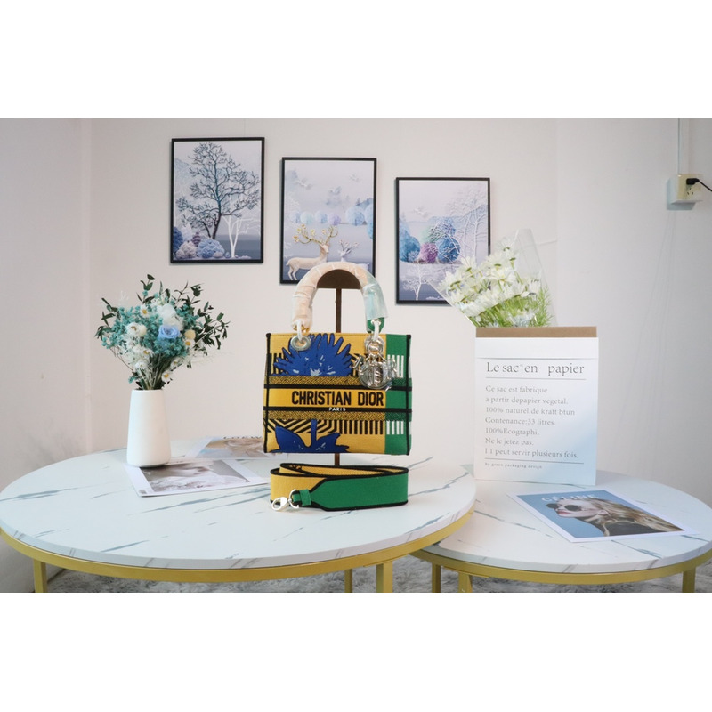 D*or lady d-lite handbag yellow and green