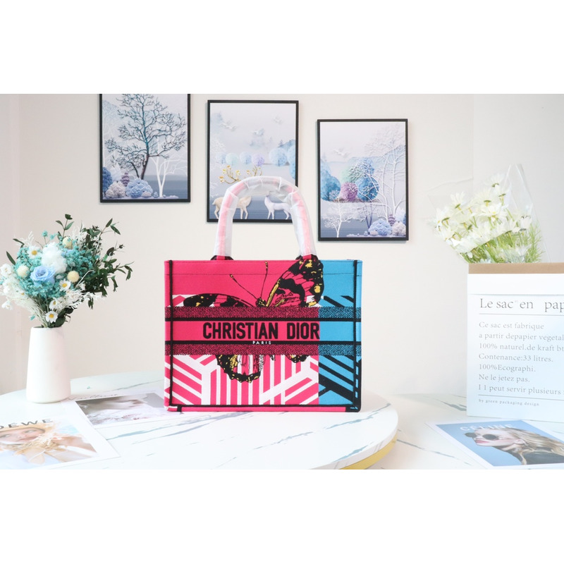 D*or butterfly book tote pink and blue