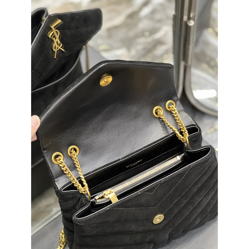 Saint Laurent Loulou Toy Suede Shoulder Bag Black