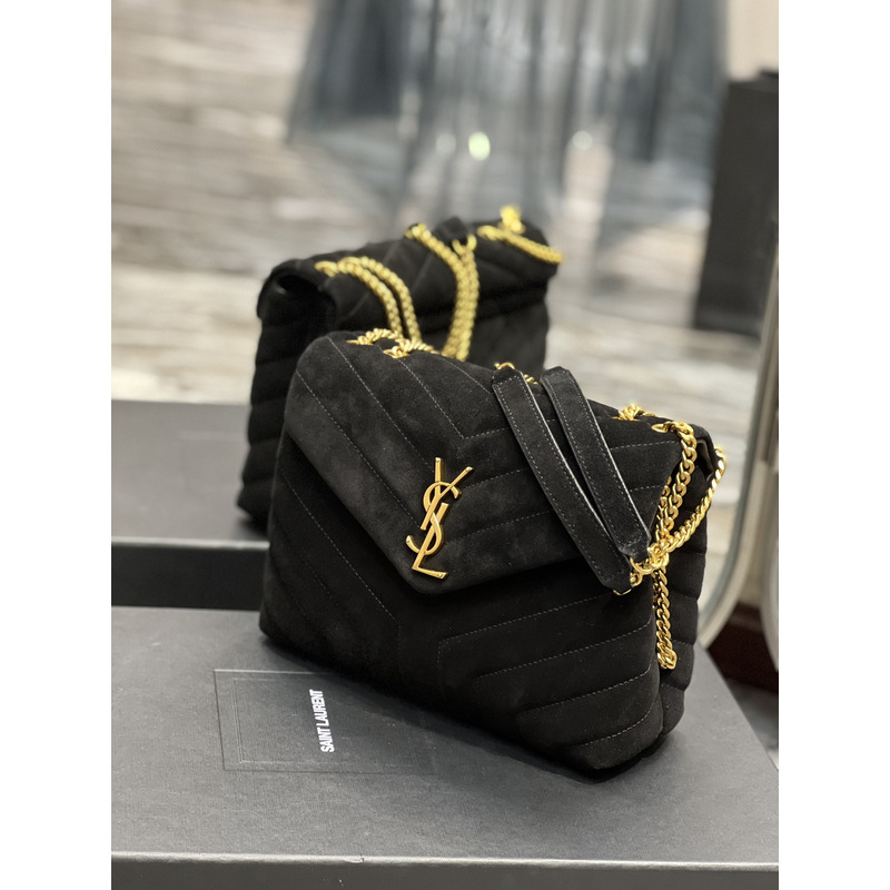 Saint Laurent Loulou Toy Suede Shoulder Bag Black