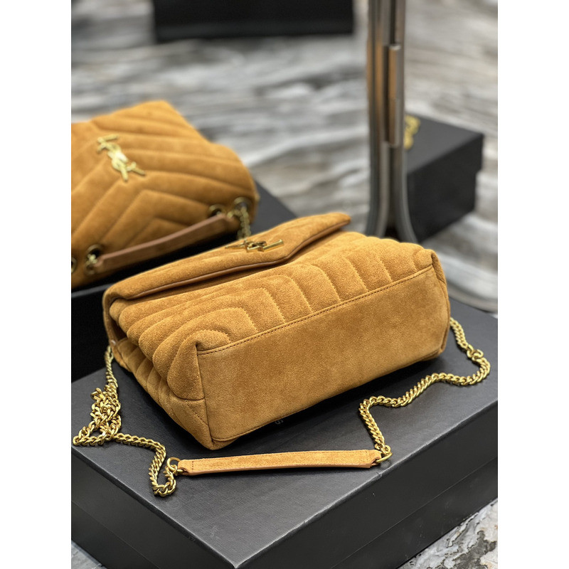 Saint Laurent Loulou Toy Suede Shoulder Bag Brown