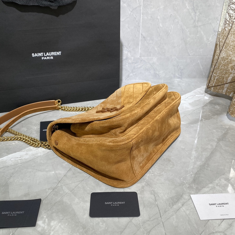 Saint Laurent Niki Nubuck Cowhide Messenger Bag Brown