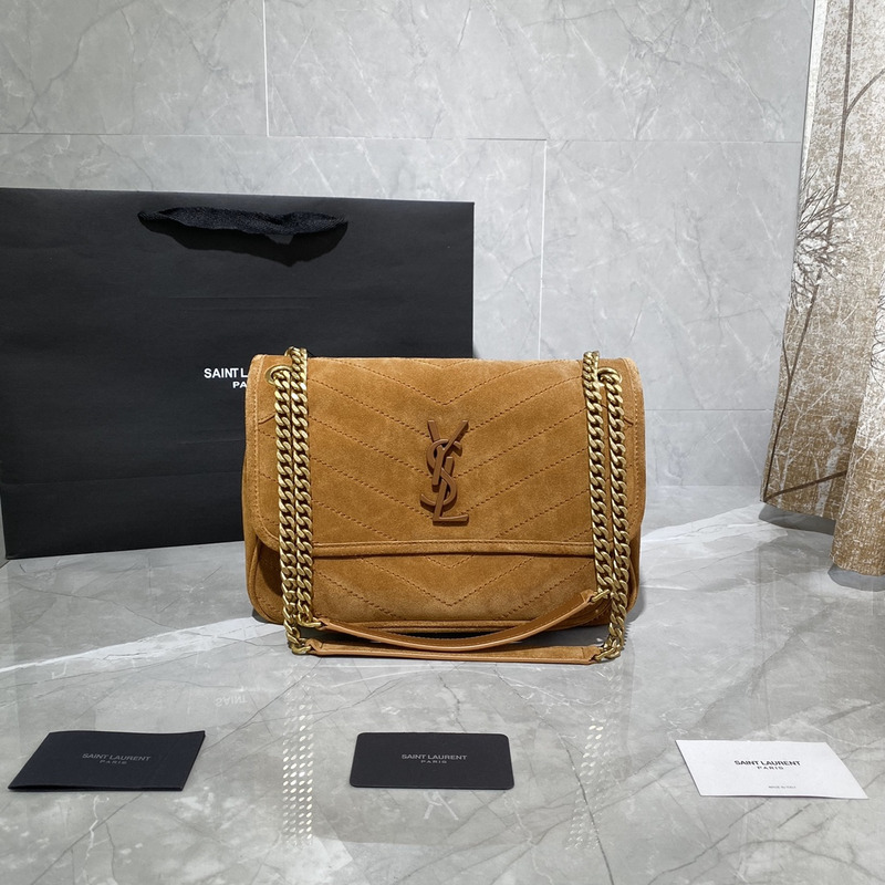 Saint Laurent Niki Nubuck Cowhide Messenger Bag Brown