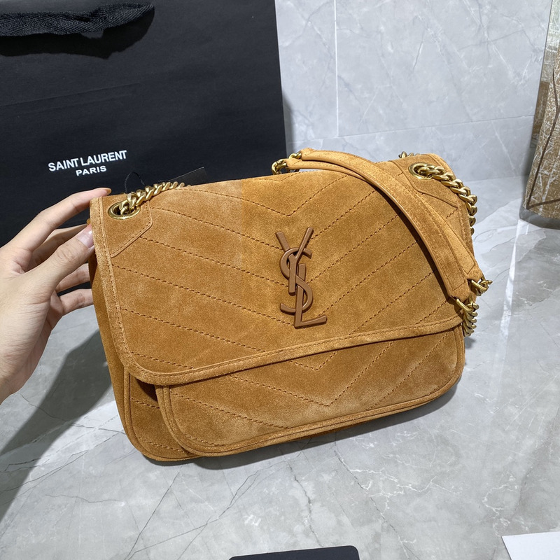 Saint Laurent Niki Nubuck Cowhide Messenger Bag Brown