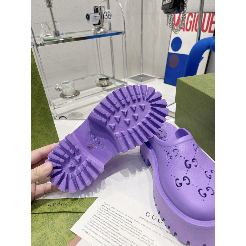 G*u*i gg flat rubber slippers purple
