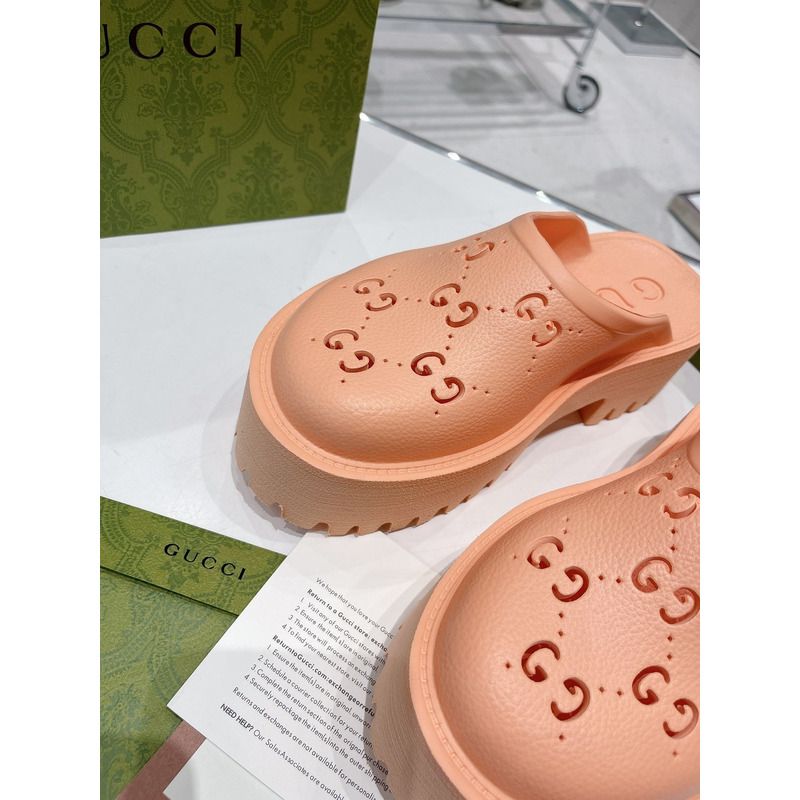 G*u*i gg flat rubber slippers light pink