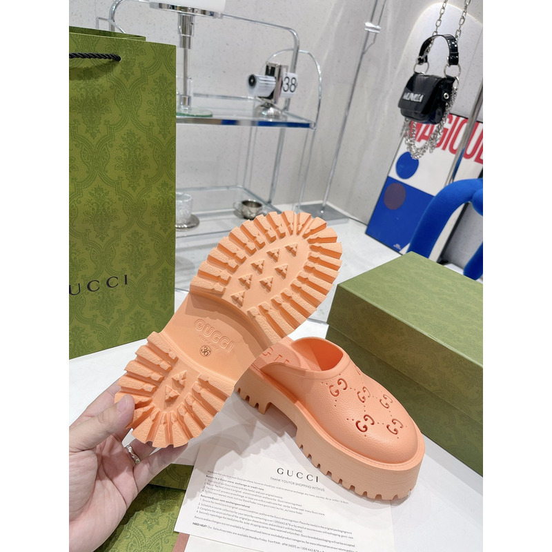 G*u*i gg flat rubber slippers light pink