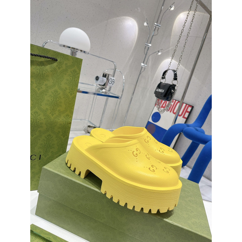 G*u*i gg flat rubber slippers yellow