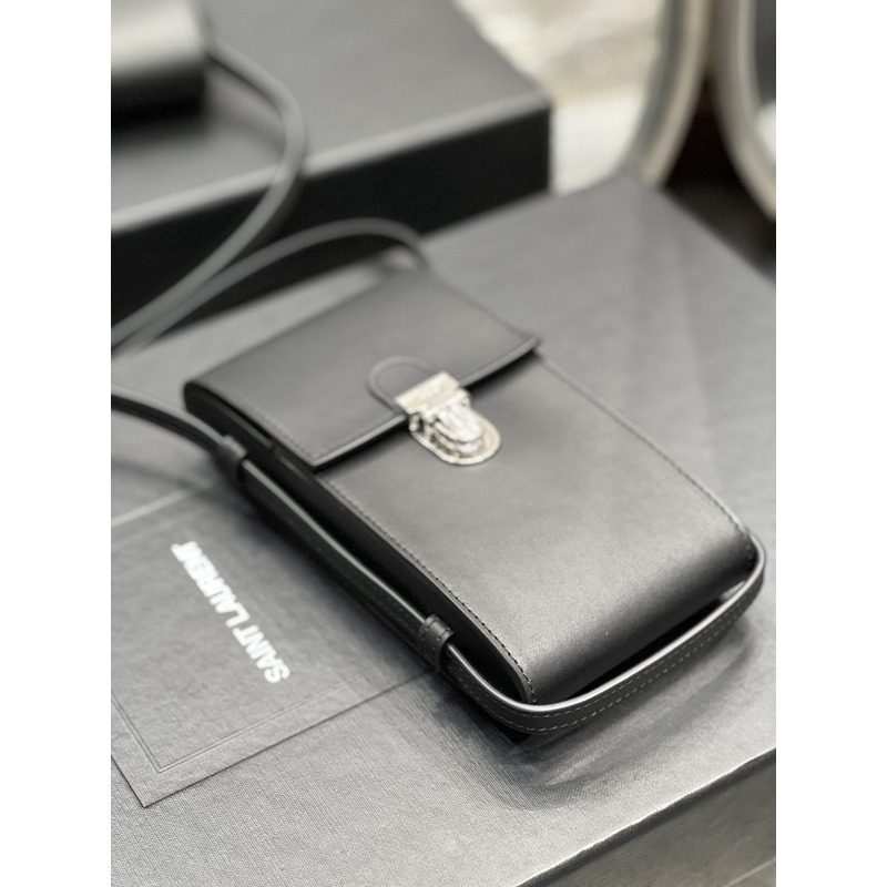 Saint Laurent Leather Phone Bag 17*15*7cm Black