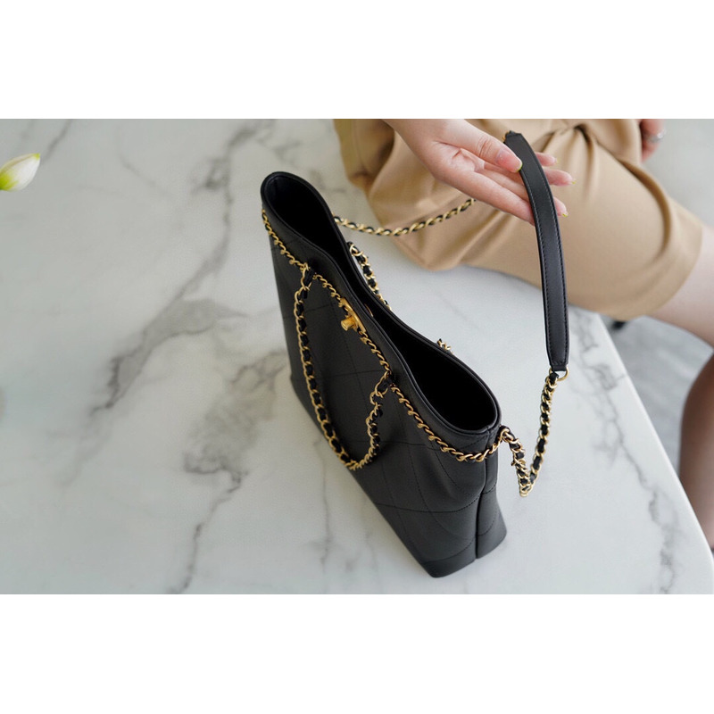 Ch*el tote small handbag black as2374 b05539