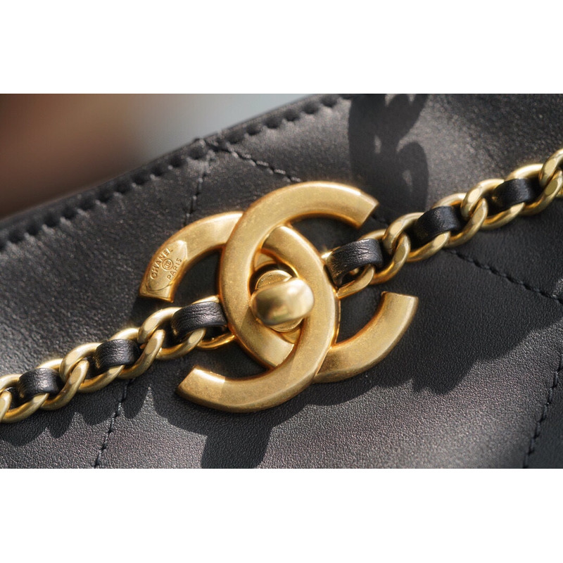 Ch*el tote small handbag black as2374 b05539