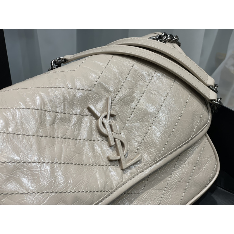 Saint Laurent Niki Baby Crocodile Print Shoulder Bag Beige