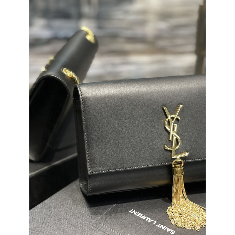 Saint Laurent Kate Shoulder Bag Black and Gold