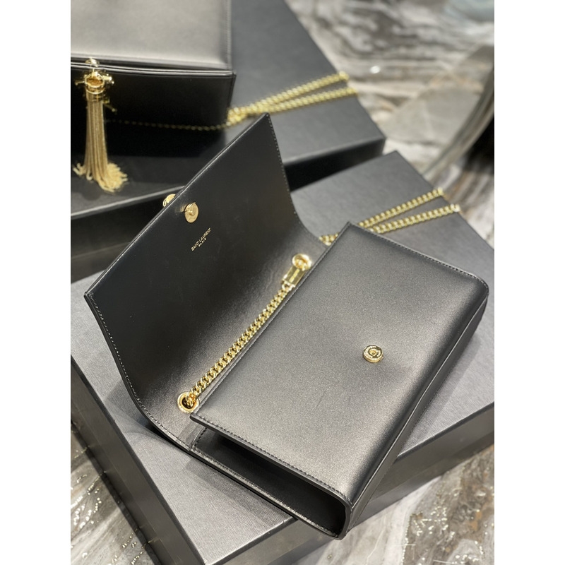 Saint Laurent Kate Shoulder Bag Black and Gold