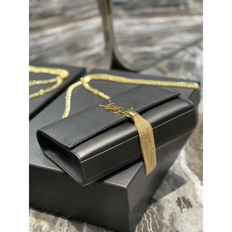 Saint Laurent Kate Shoulder Bag Black and Gold