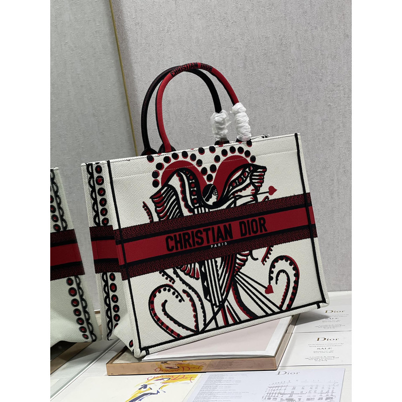 D*or ladies shopping bag graffiti tote bag 41*32cm red and white