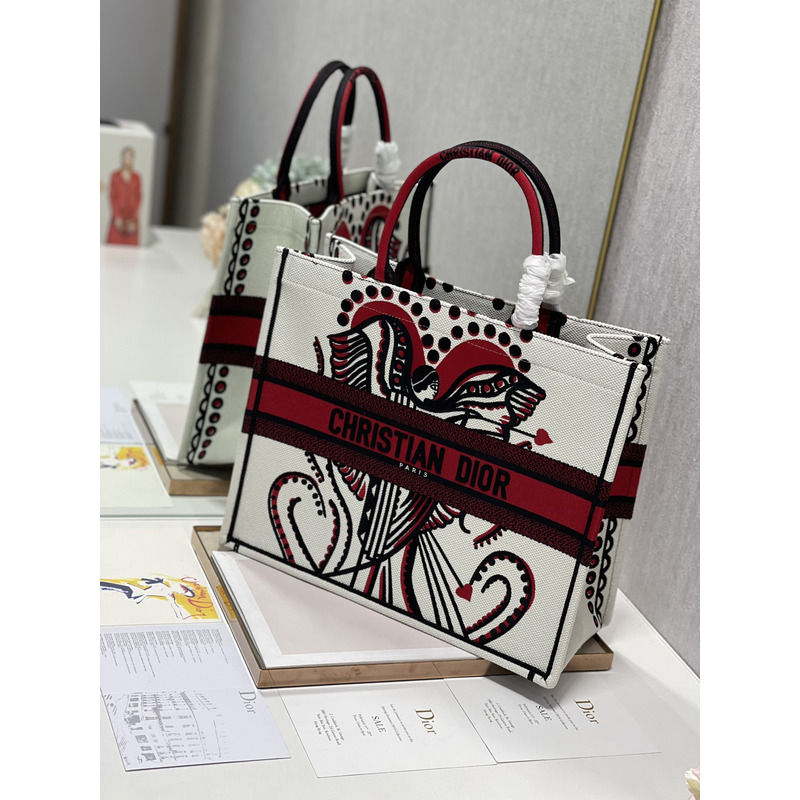 D*or ladies shopping bag graffiti tote bag 41*32cm red and white