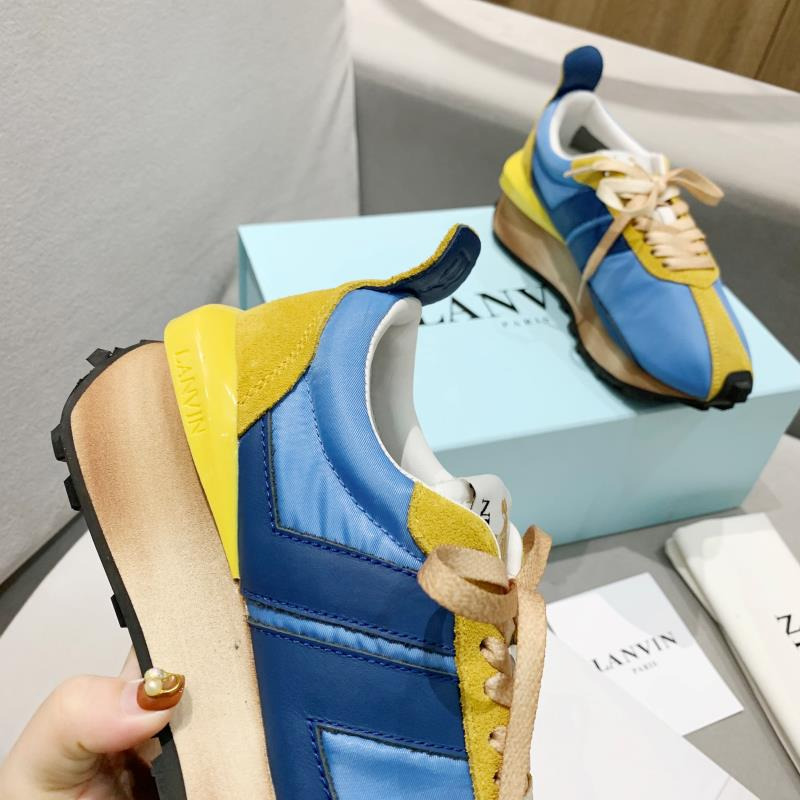LANVIN Bumper Yellow Striped Sneakers on Blue