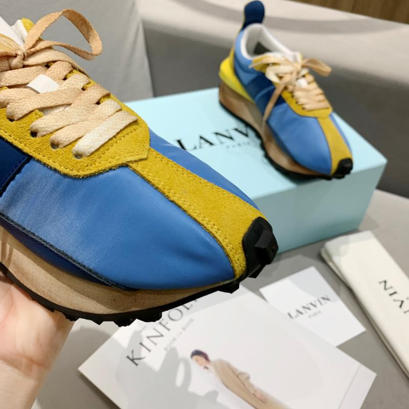 LANVIN Bumper Yellow Striped Sneakers on Blue