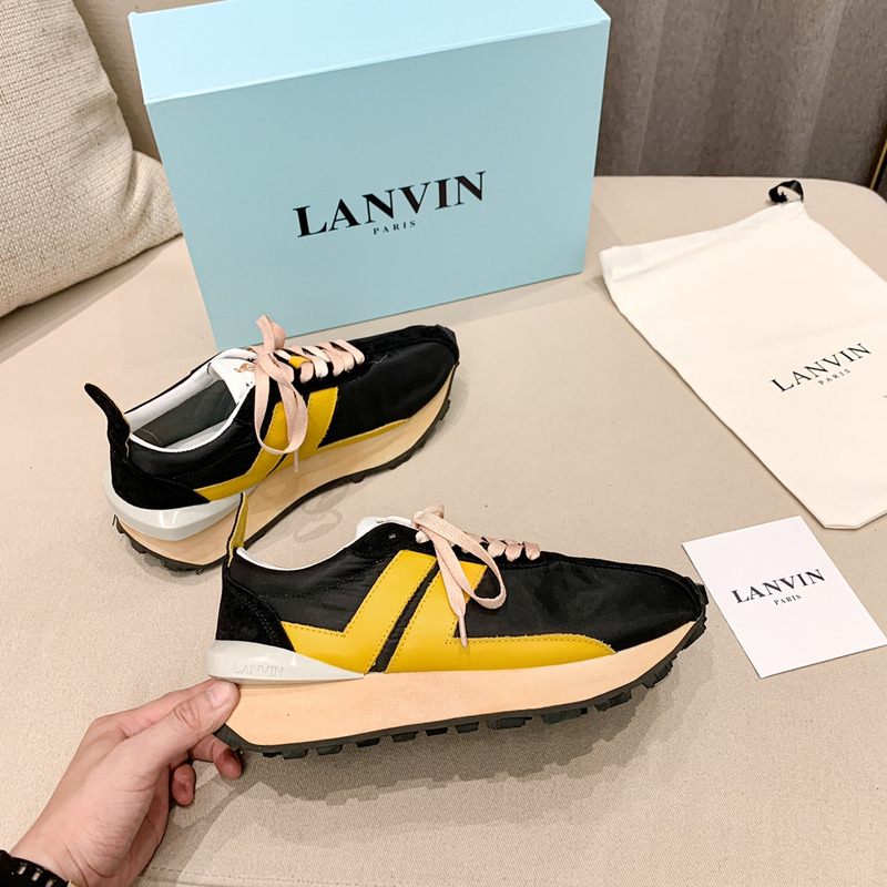 LANVIN Bumper Yellow Striped Sneakers on Black