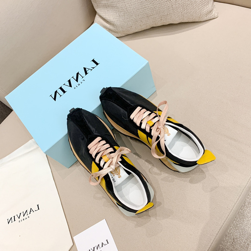 LANVIN Bumper Yellow Striped Sneakers on Black