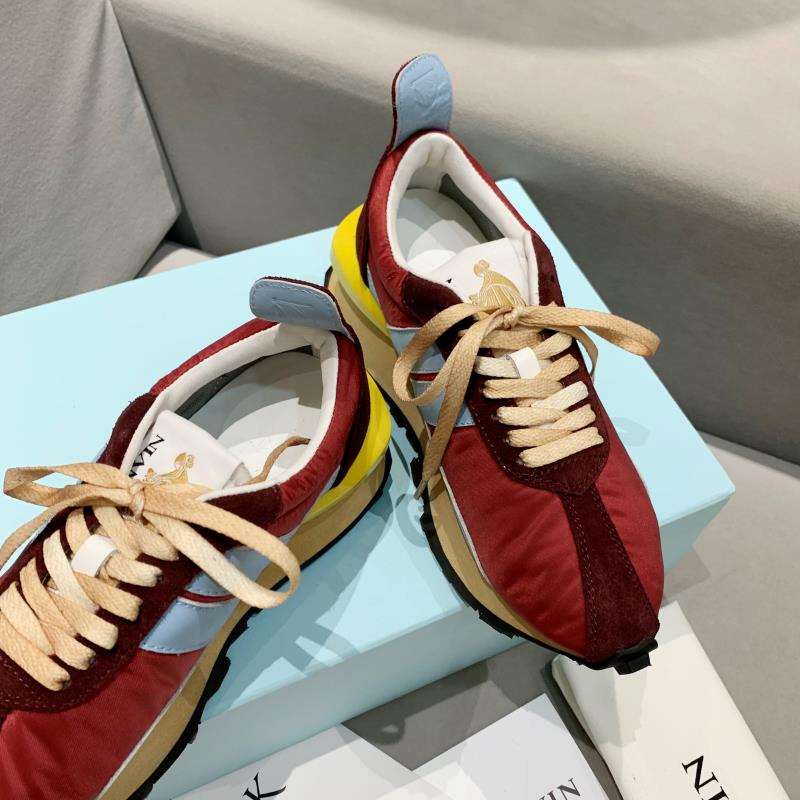 LANVIN Bumper Blue Striped Sneakers on Red