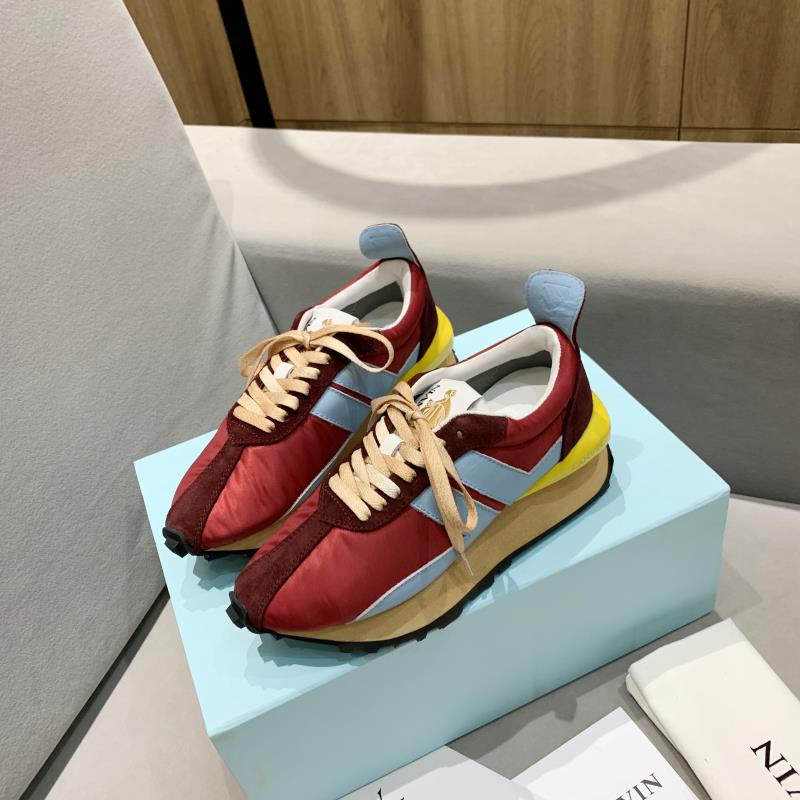 LANVIN Bumper Blue Striped Sneakers on Red