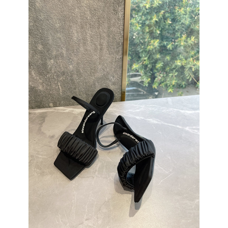 Alexander Wang Julie Scrunchie Slippers Black 10cm