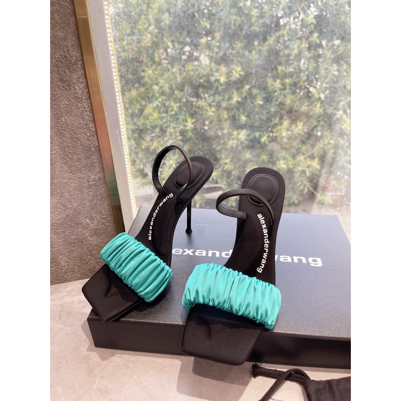 Alexander Wang Julie Scrunchie Slippers Blue 10cm