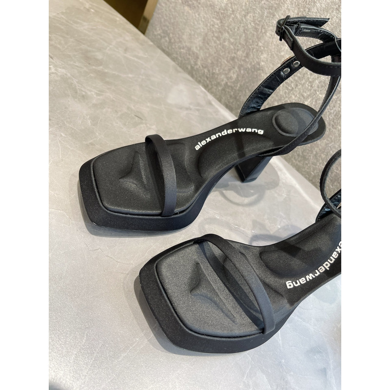 Alexander Wang Satin Platform Sandals Black