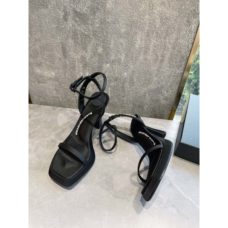 Alexander Wang Satin Platform Sandals Black