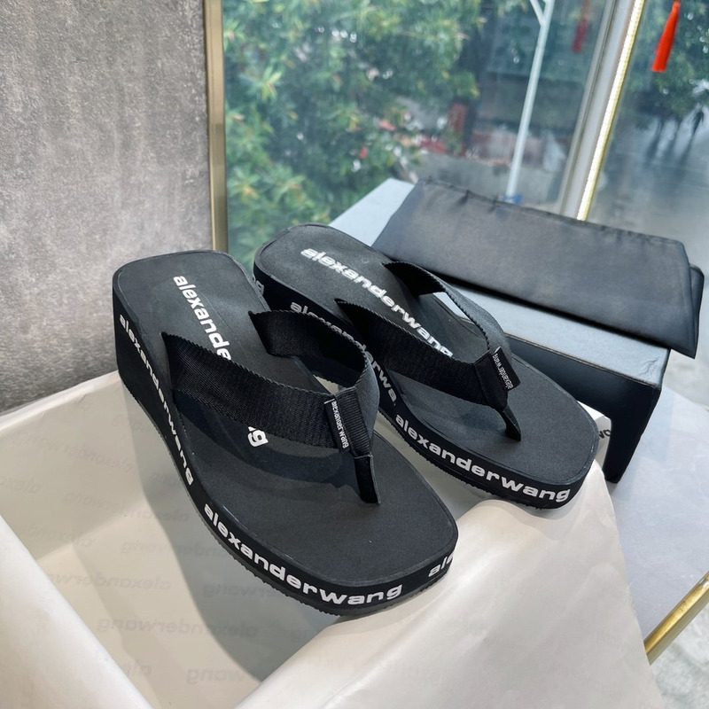 Alexander Wang Logo-print Wedge Flip-flops