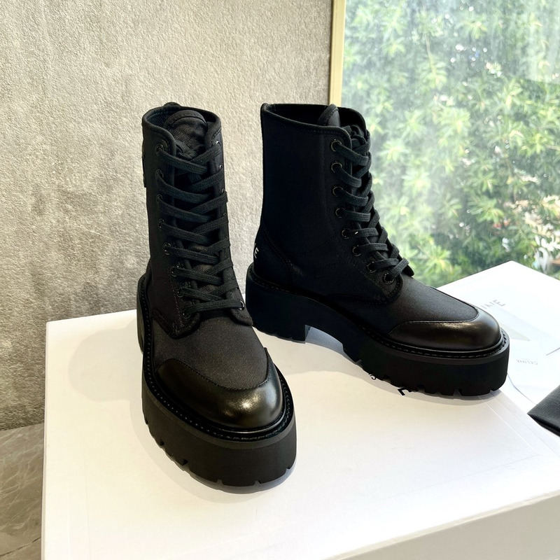 Ce**e bulky laced up boot in nylon and shiny bull