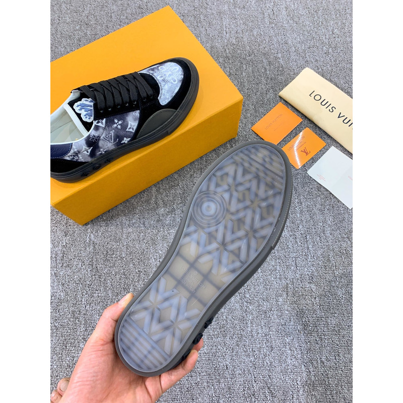 S*p*e x lv unisex lv ollie sneaker monogram canvas suede calf leather watercolor black