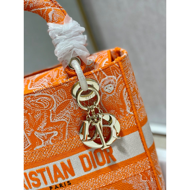 D*or medium lady d-lite print embroidered bag 24 x 20 x 11 cm orange