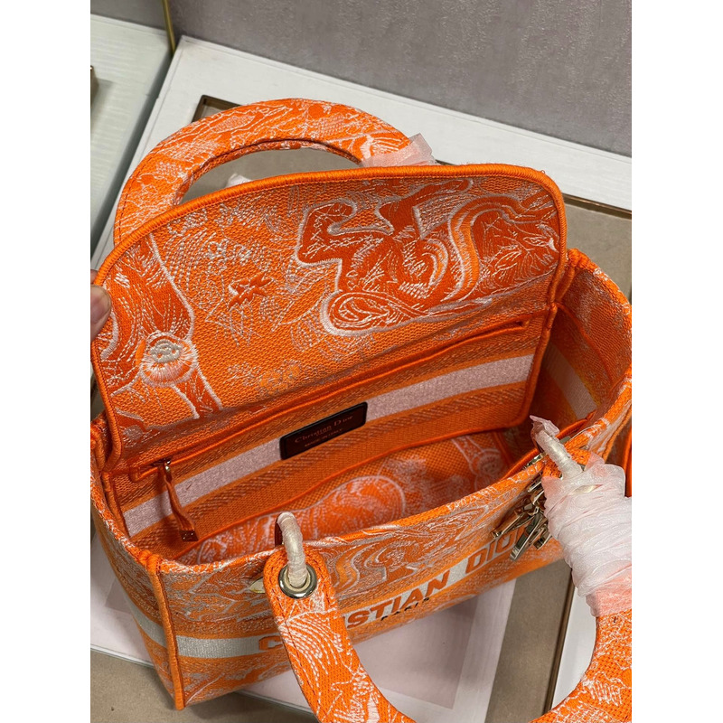 D*or medium lady d-lite print embroidered bag 24 x 20 x 11 cm orange