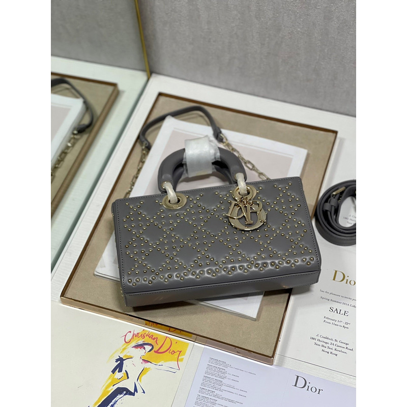 D*or lady d-joy bag beaded dark grey 26*6*14cm