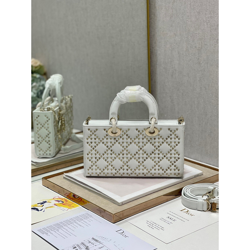 D*or lady d-joy bag beaded white 26*6*14cm