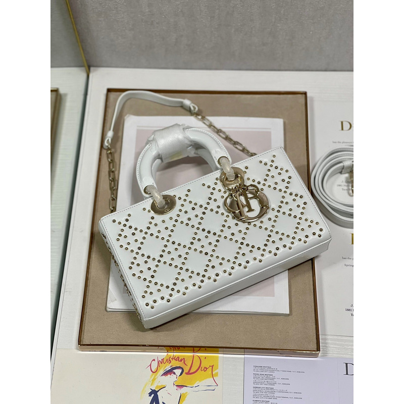 D*or lady d-joy bag beaded white 26*6*14cm