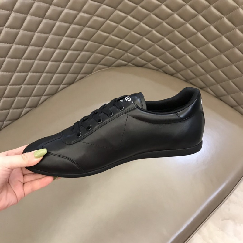 Pra*a logo lace-up leather shoes black