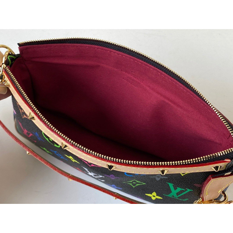 lv takashi murakami x l**is V*t*n monogram multicolore pochette accessories black