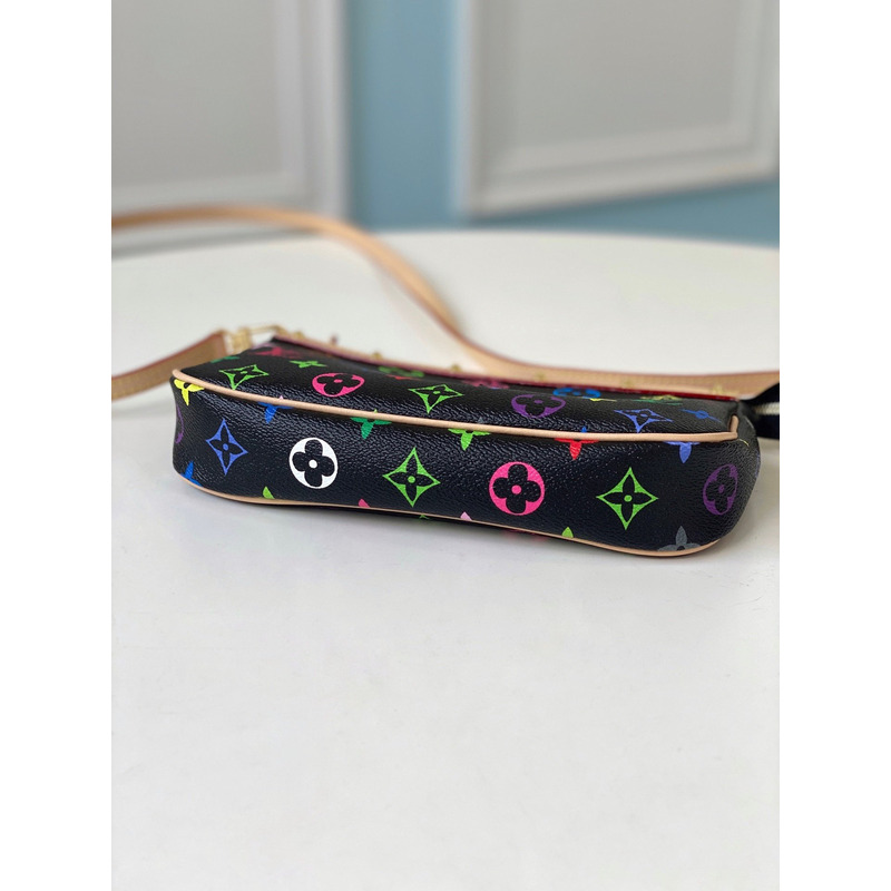 lv takashi murakami x l**is V*t*n monogram multicolore pochette accessories black