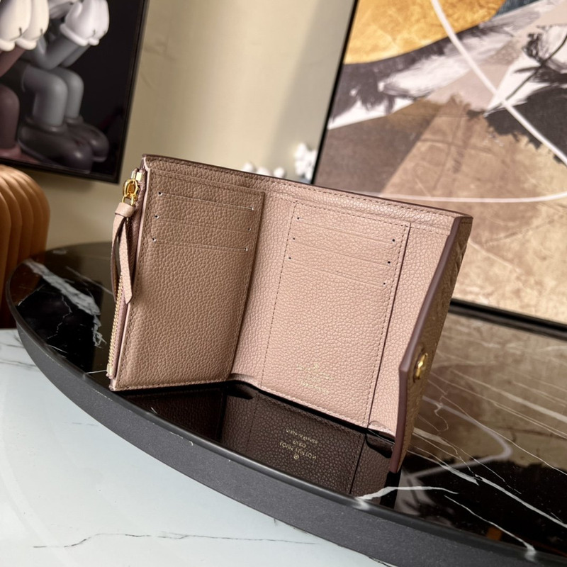 LV Embossed Zoe Short Wallet Leather Apricot