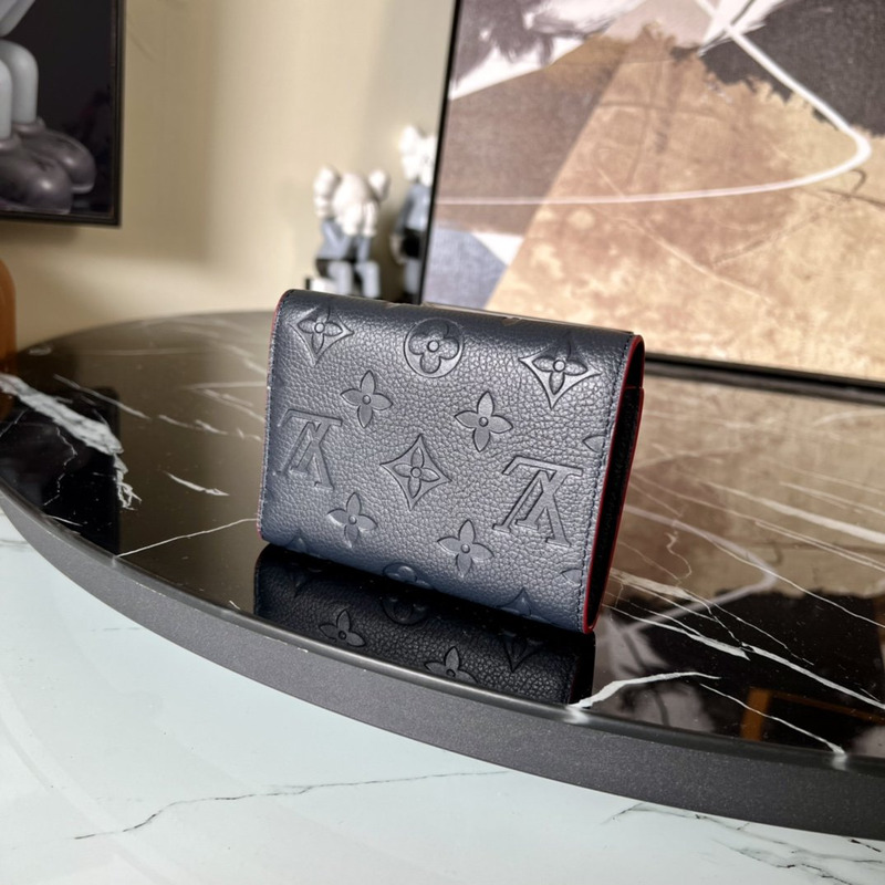 LV Embossed Zoe Short Wallet Leather Blue