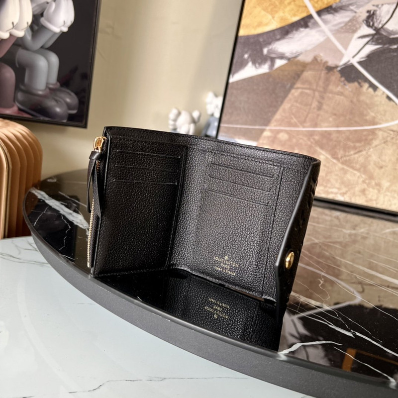 LV Embossed Zoe Short Wallet Leather Black