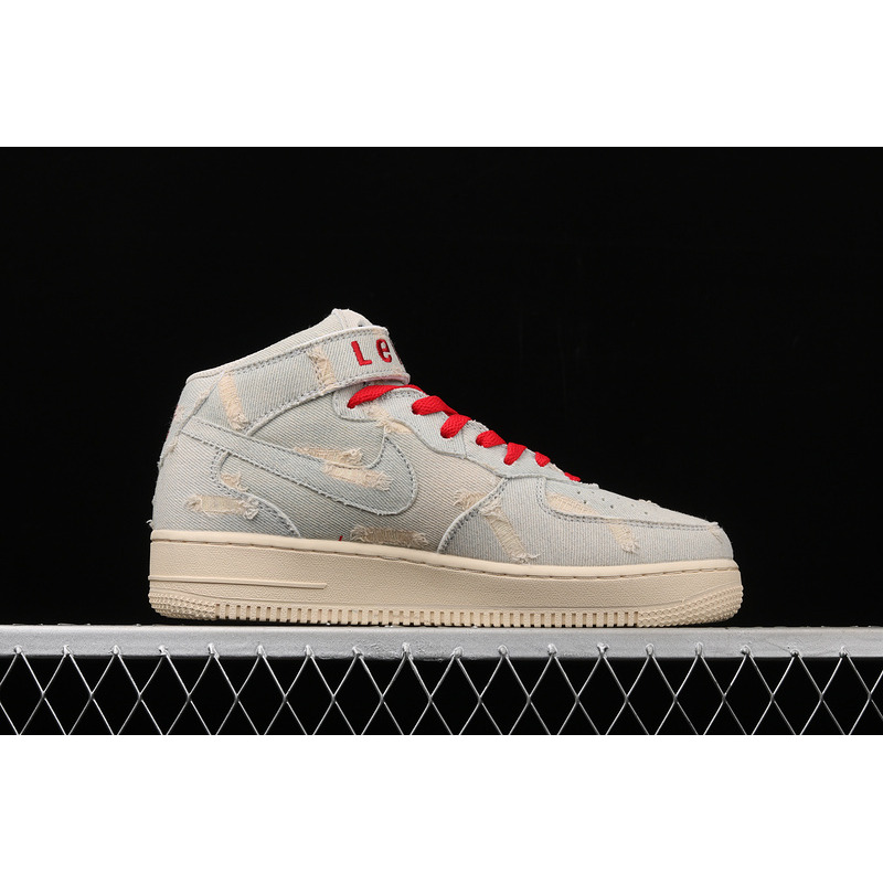 L*v*s x nike air force 1 07 mid exclusive denim blue red 651122-215