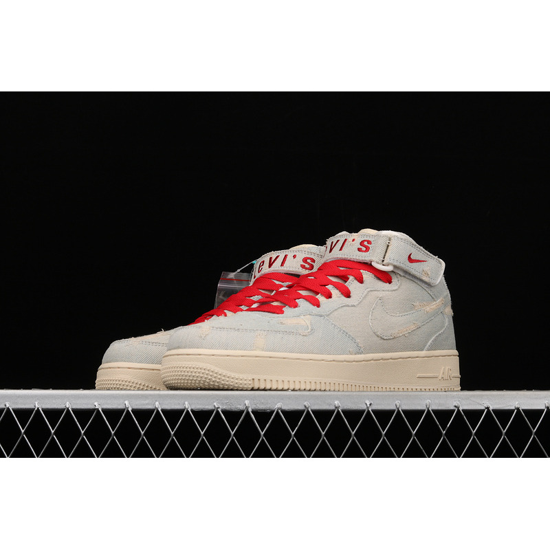 L*v*s x nike air force 1 07 mid exclusive denim blue red 651122-215